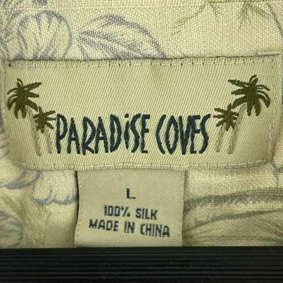 Paradise Coves Button Down Short Sleeve Silk shirt Mens L hawaiian 0201 - Picture 2 of 6